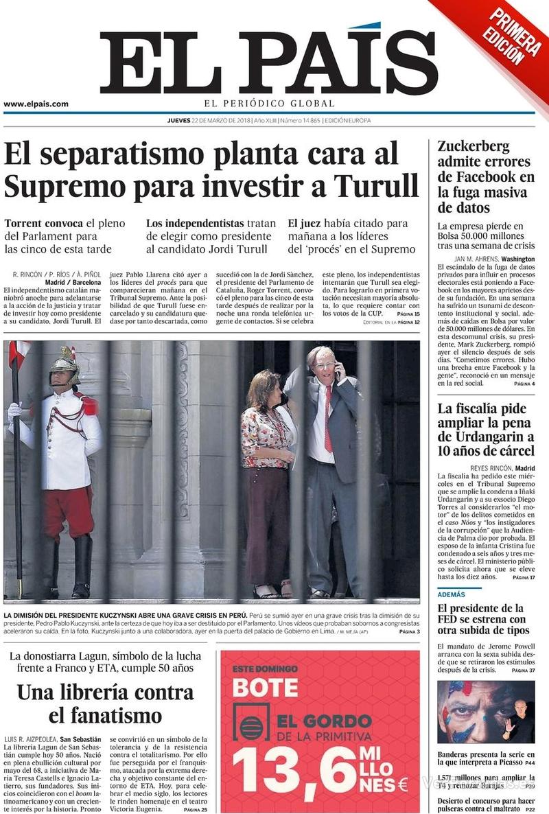 Portada El Mundo 2018-03-22