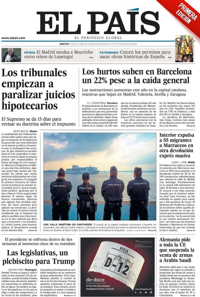 Portada El País 2018-10-24