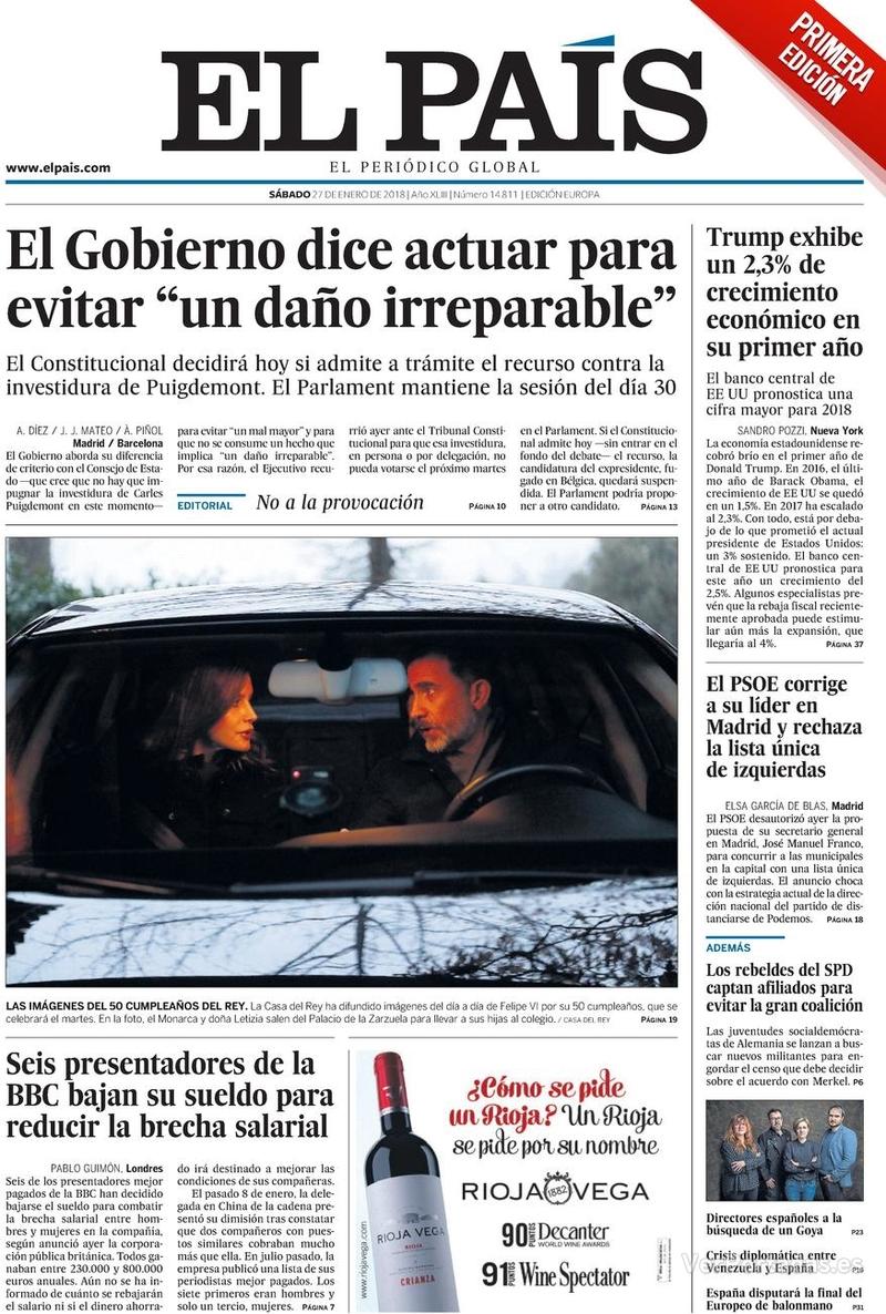 Portada El Mundo 2018-01-27