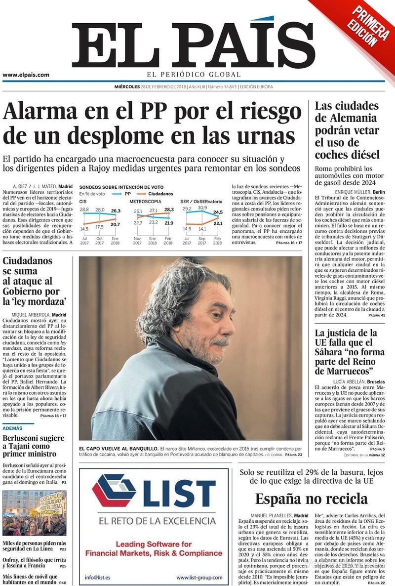 Portada El Mundo 2018-02-28