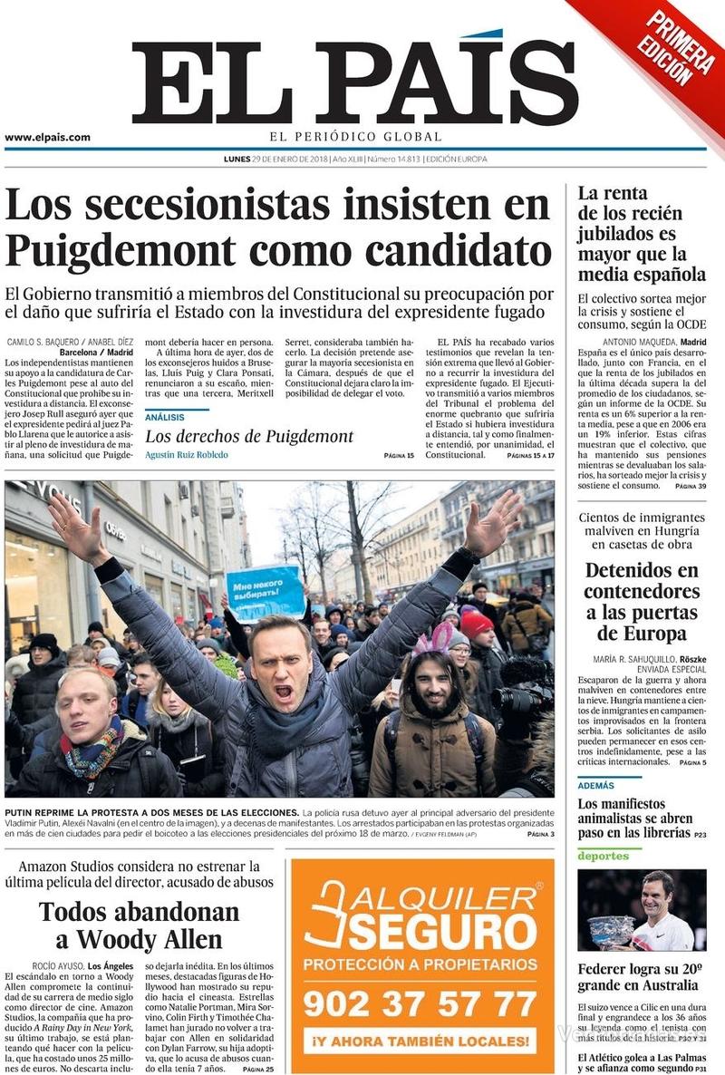 Portada El Mundo 2018-01-29