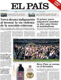 Portada El País 2018-12-10