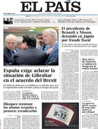 Portada El País 2018-11-20
