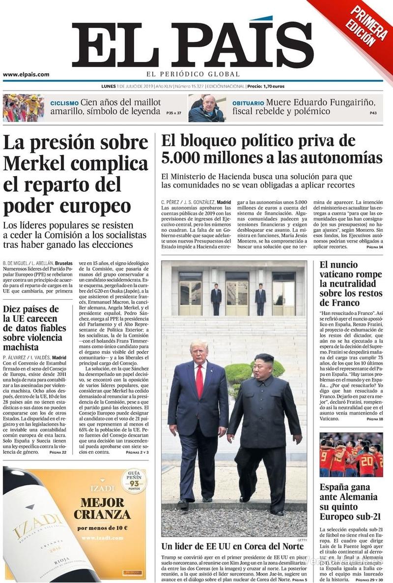 Portada El País 2019-07-02