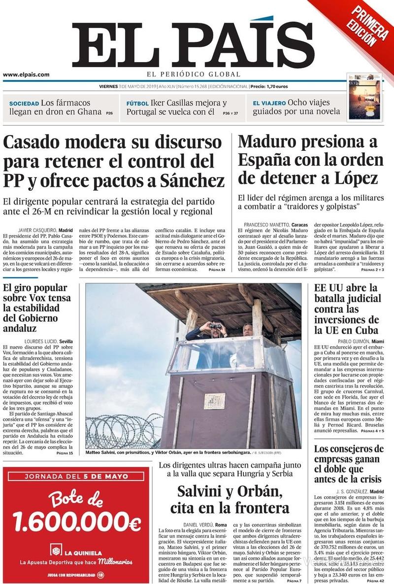 Portada El País 2019-05-04
