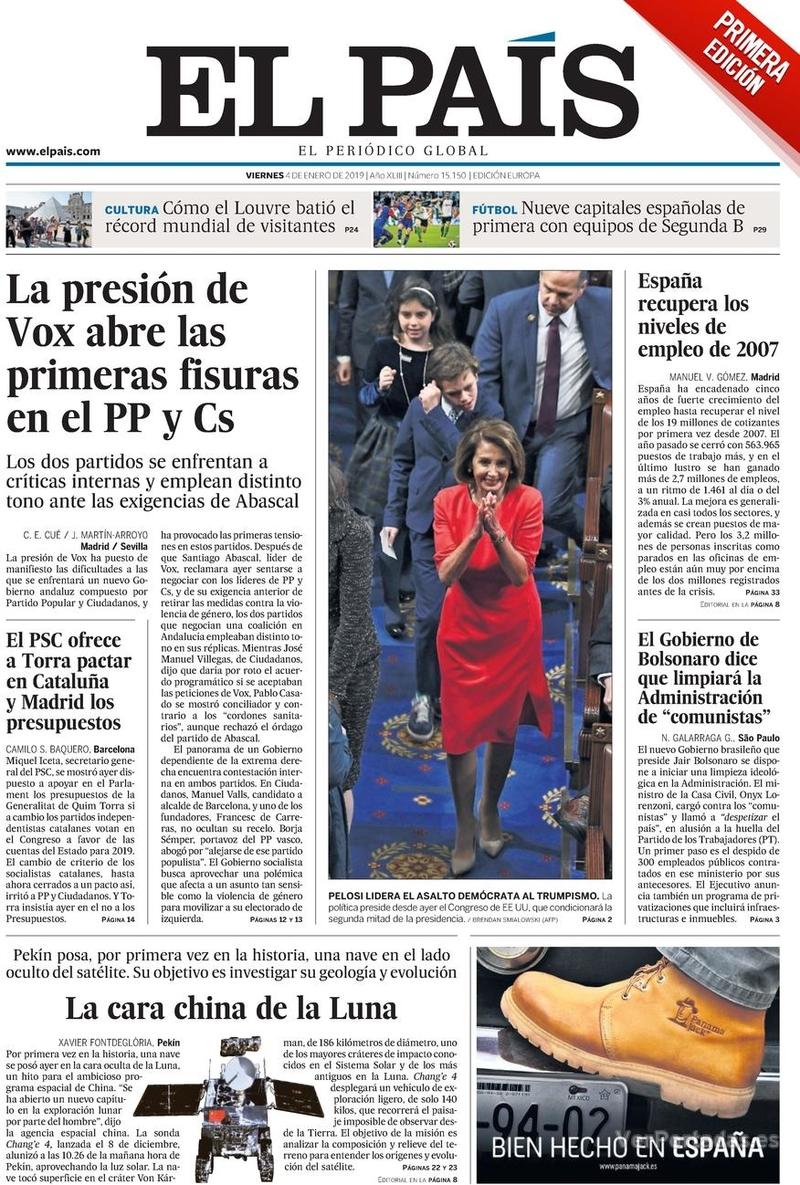 Portada El País 2019-01-05