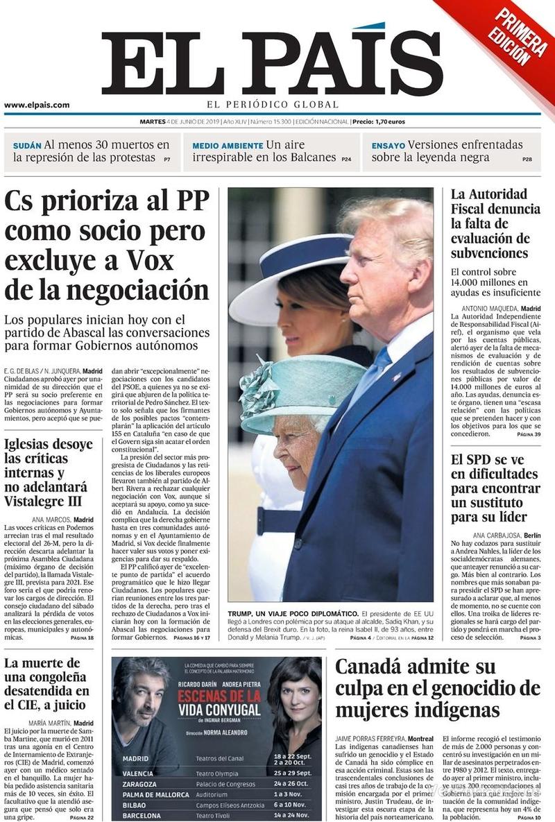 Portada El País 2019-06-05