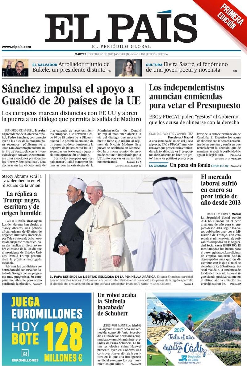 Portada El País 2019-02-06