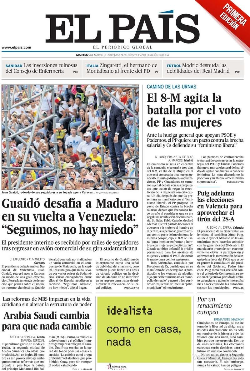 Portada El País 2019-03-06