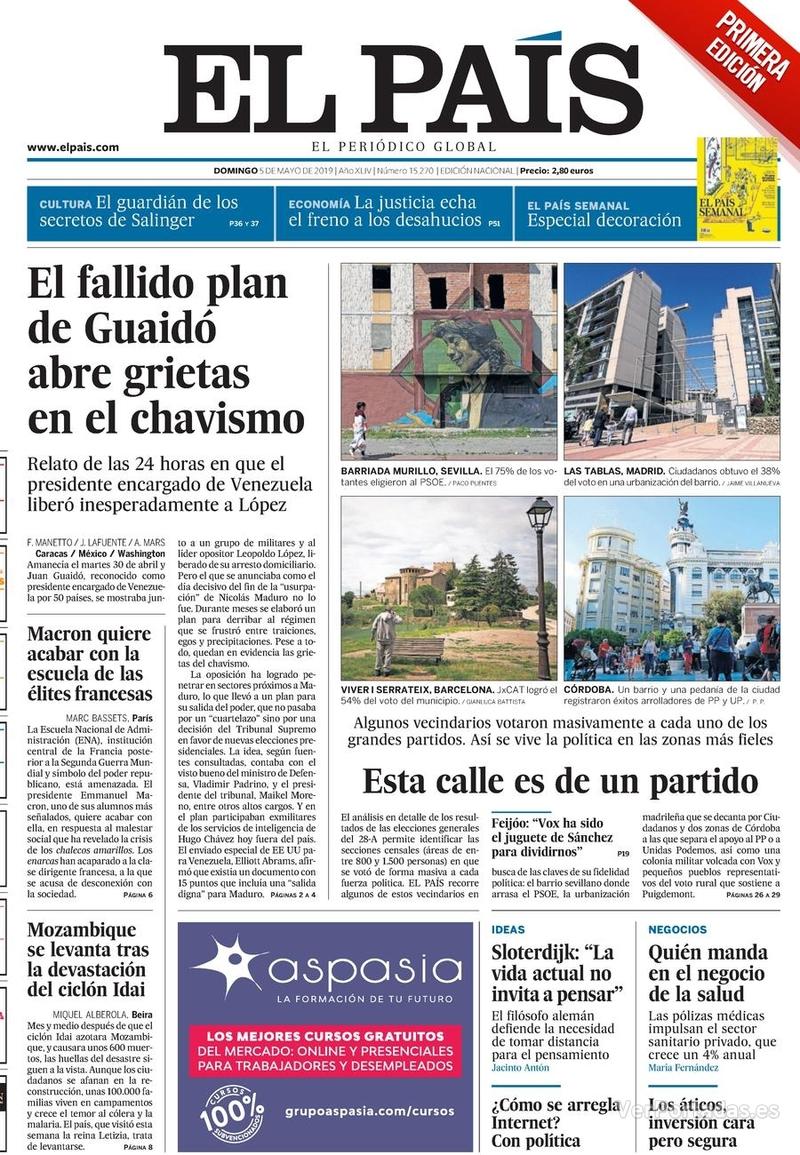 Portada El País 2019-05-06