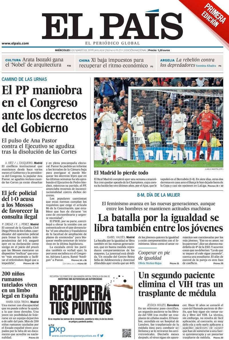 Portada El País 2019-03-07