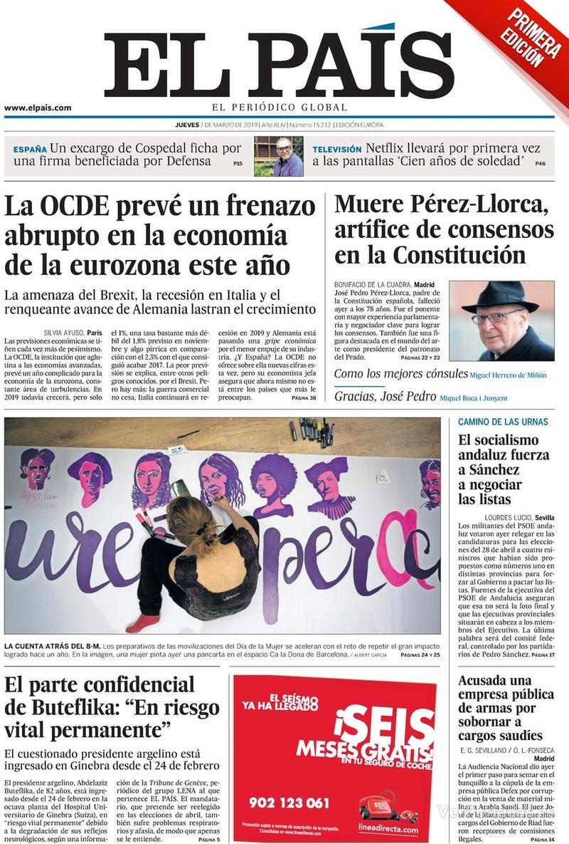 Portada El País 2019-03-08