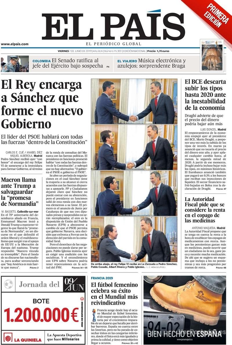 Portada El País 2019-06-08
