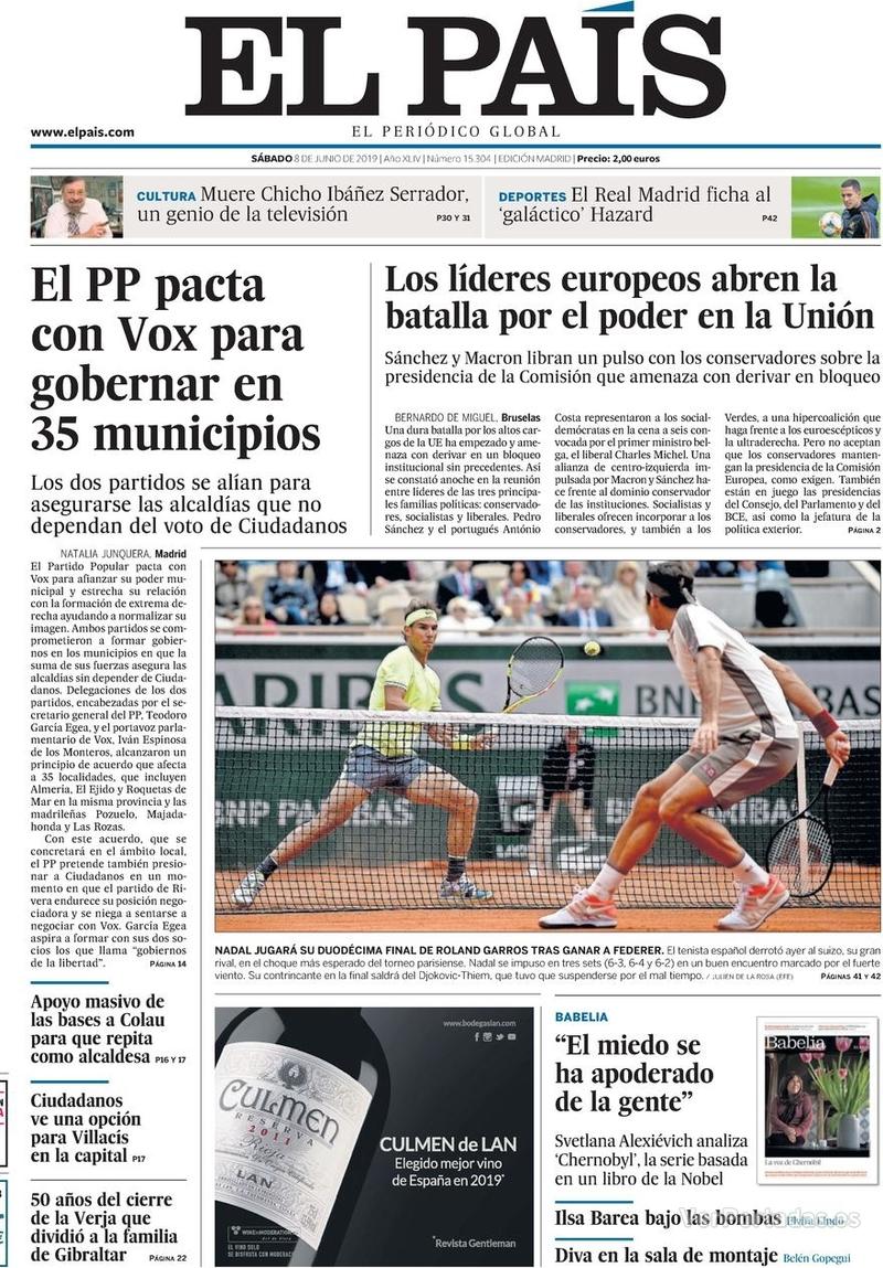 Portada El País 2019-06-09
