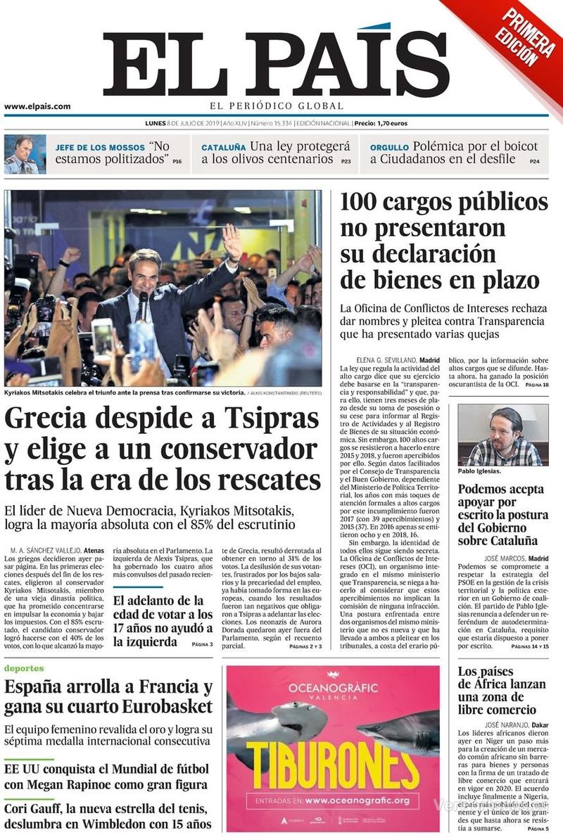 Portada El País 2019-07-09