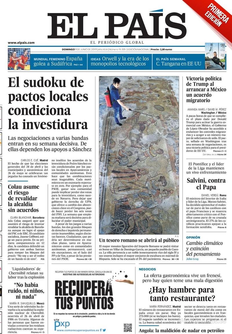Portada El País 2019-06-10