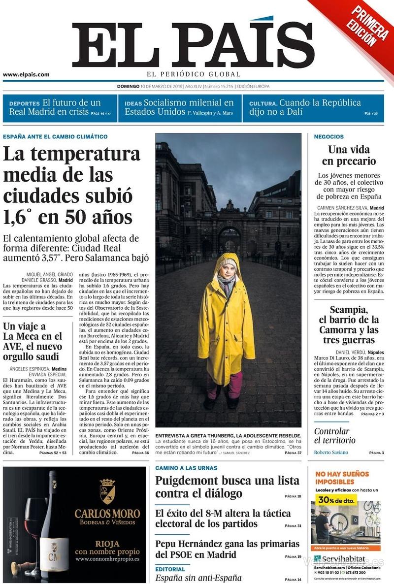Portada El País 2019-03-11