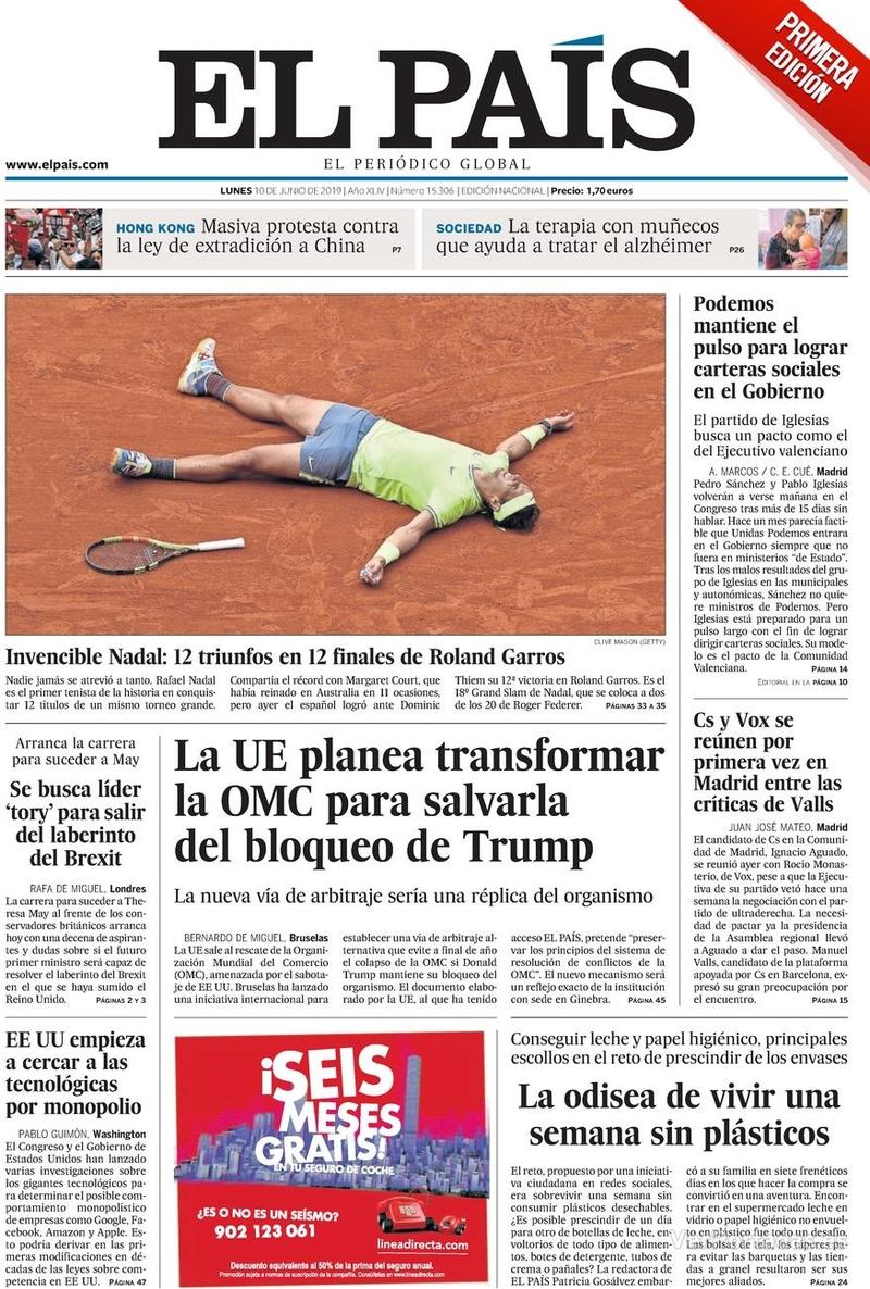 Portada El País 2019-06-11