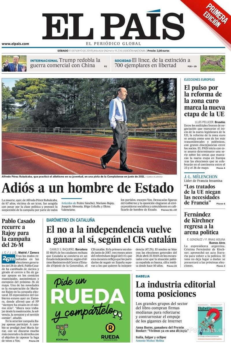 Portada El País 2019-05-12