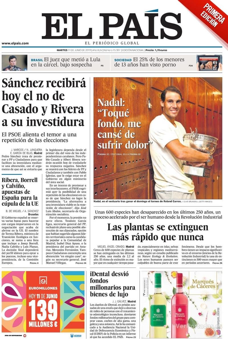 Portada El País 2019-06-12