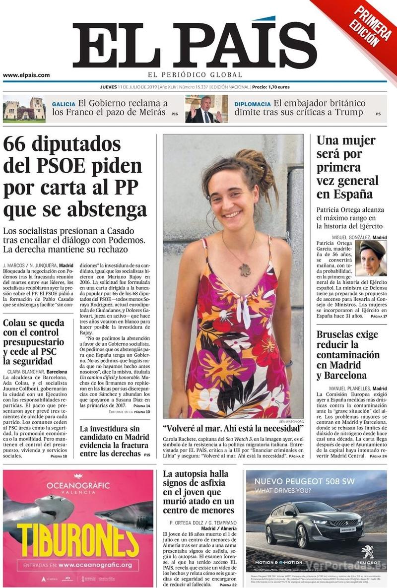 Portada El País 2019-07-12