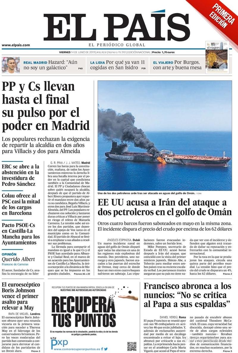 Portada El País 2019-06-15