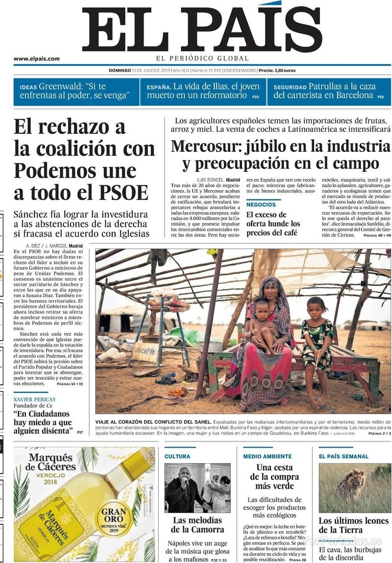 Portada El País 2019-07-15