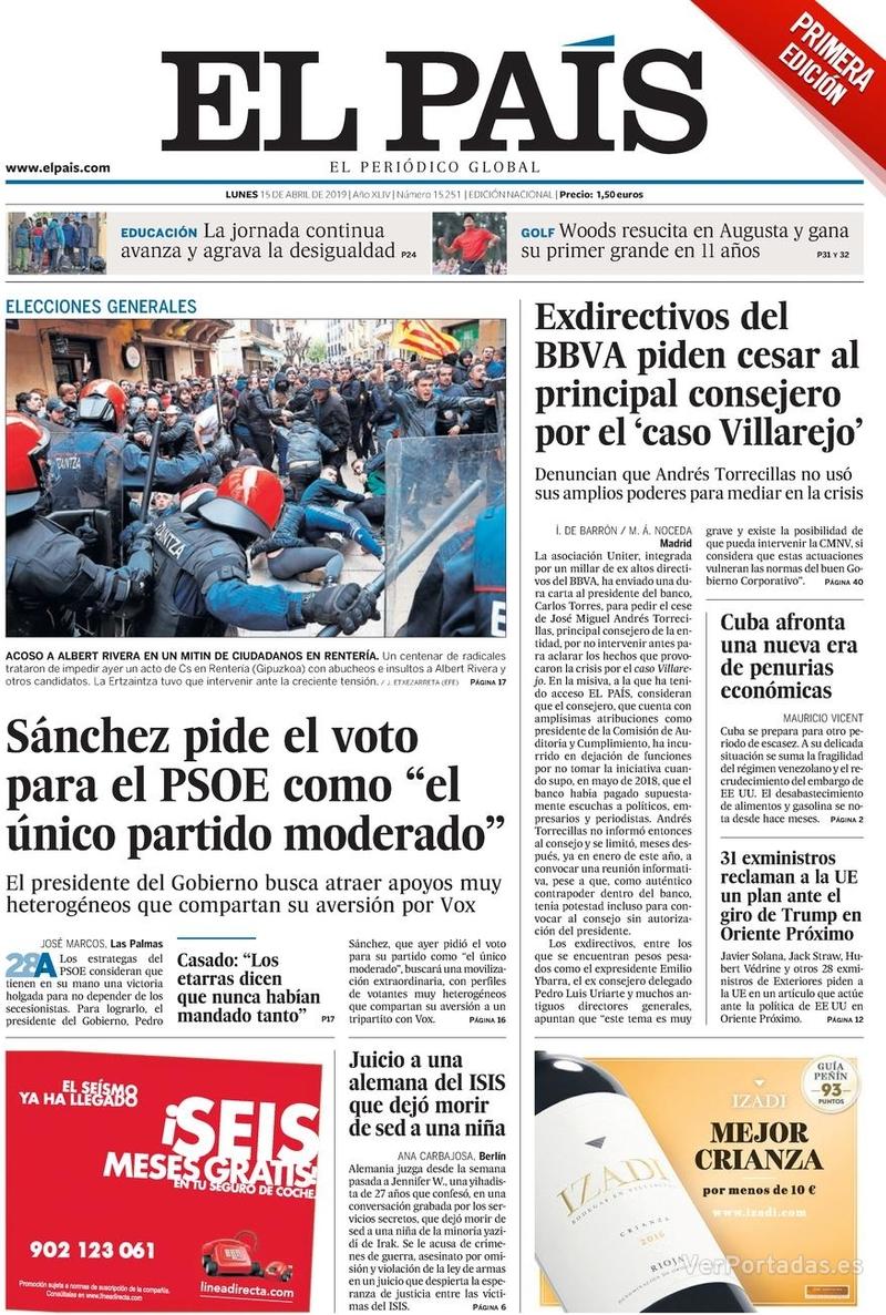 Portada El País 2019-04-16