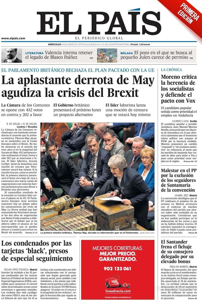 Portada El País 2019-01-17