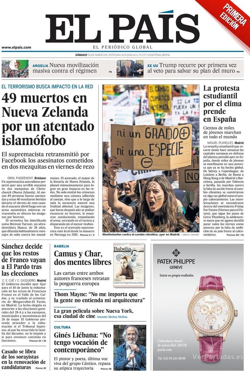 Portada El País 2019-03-17
