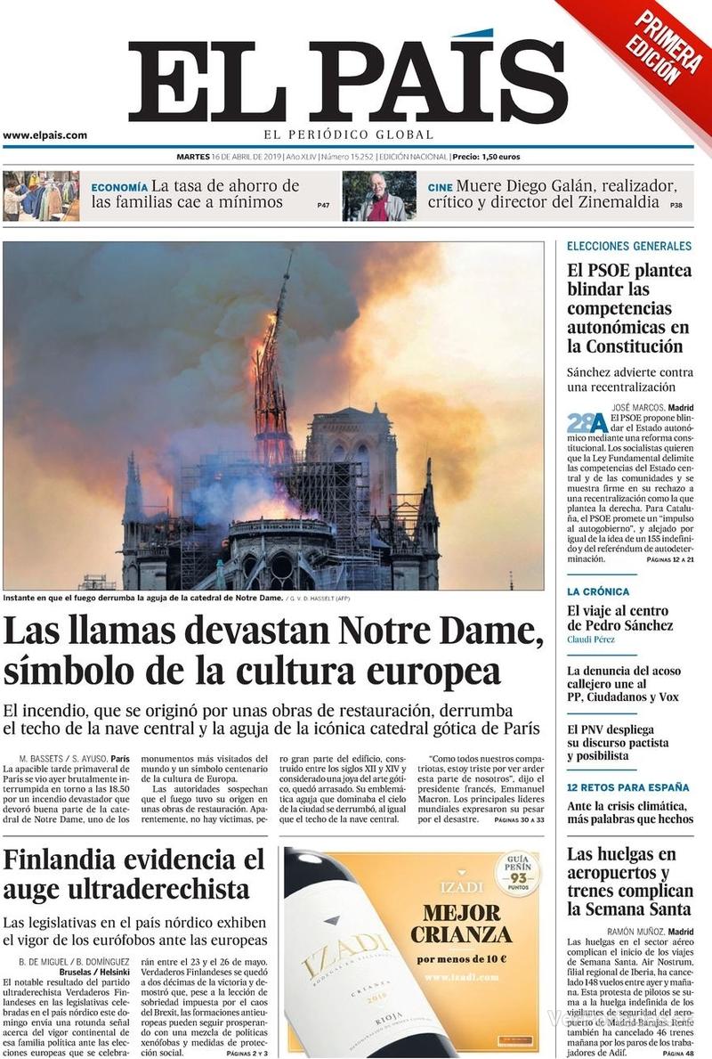 Portada El País 2019-04-17