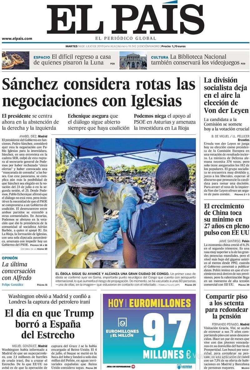 Portada El País 2019-07-17