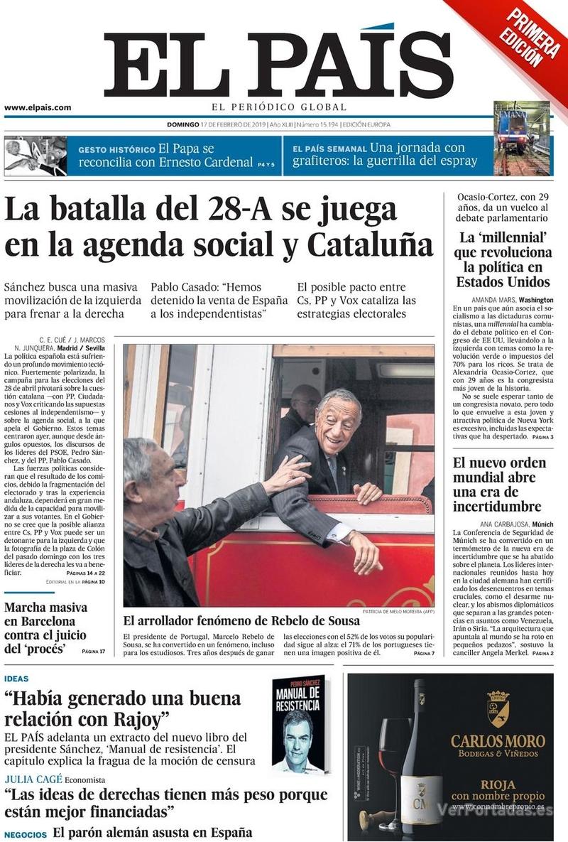 Portada El País 2019-02-18