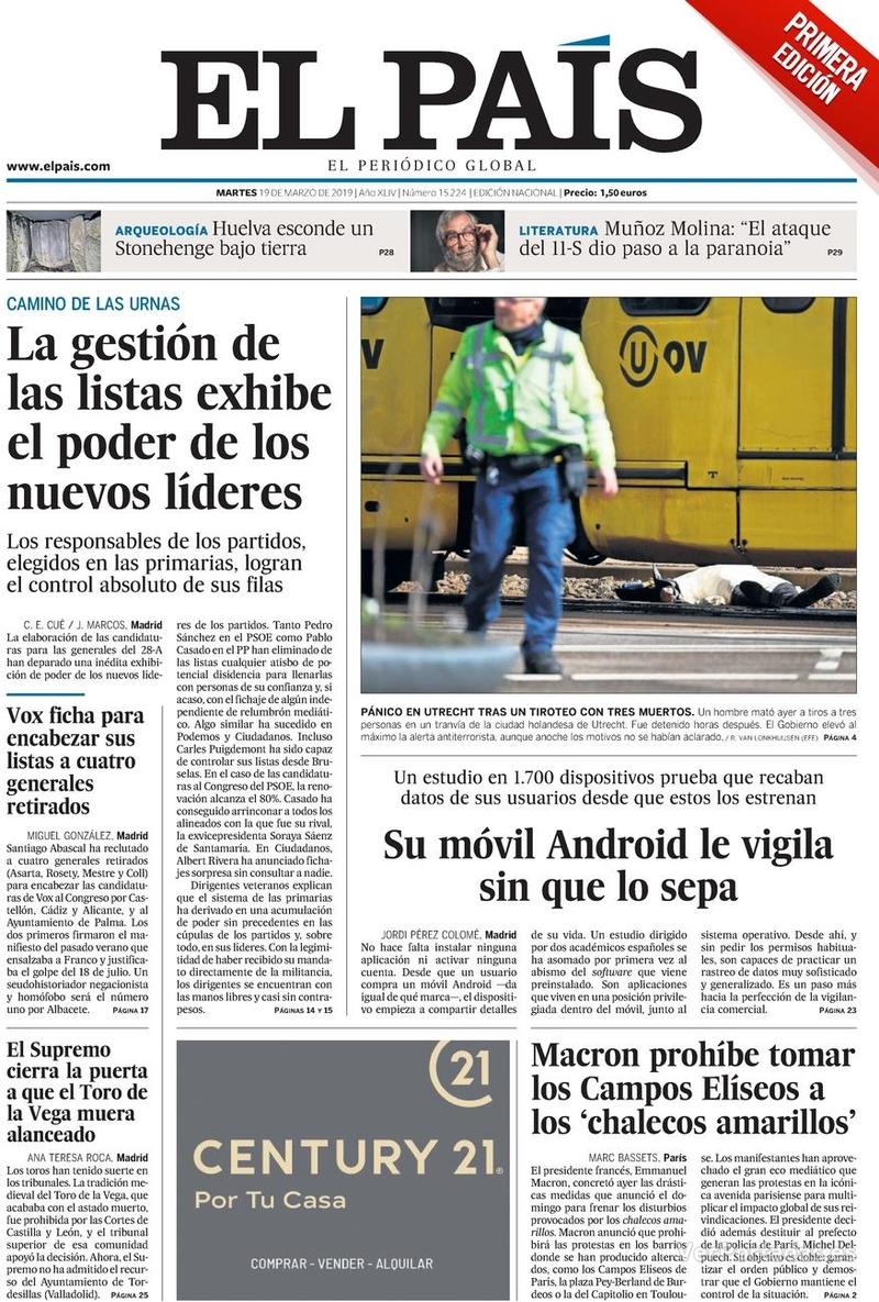 Portada El País 2019-03-20