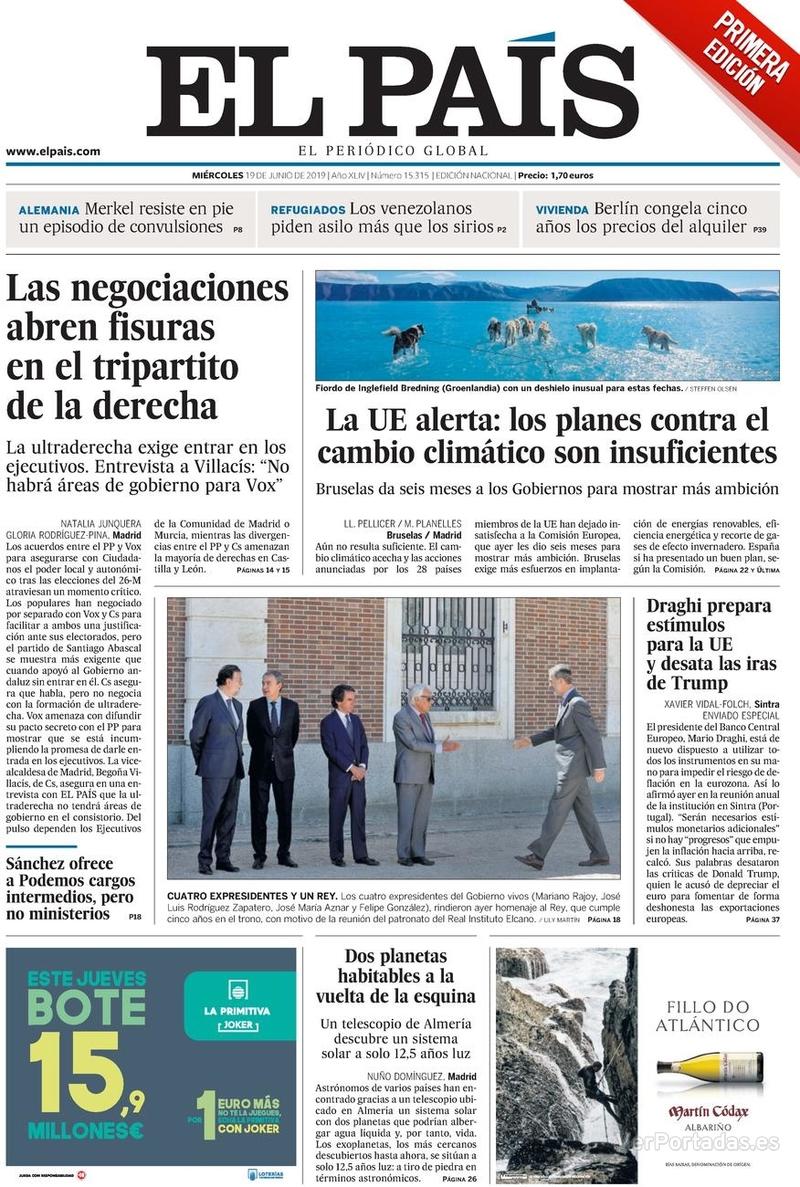 Portada El País 2019-06-20