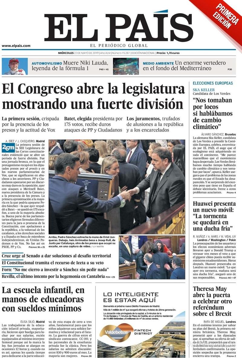 Portada El País 2019-05-23
