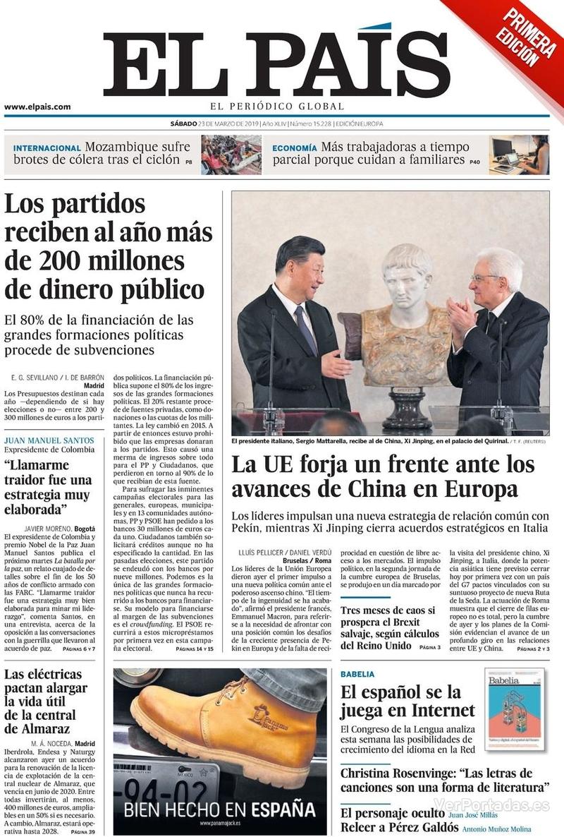 Portada El País 2019-03-24