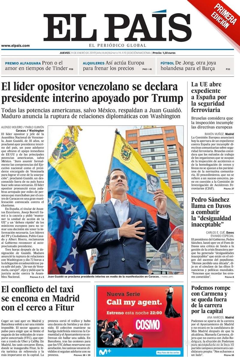 Portada El País 2019-01-25