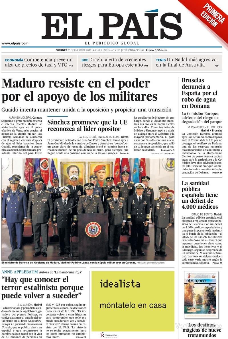 Portada El País 2019-01-26