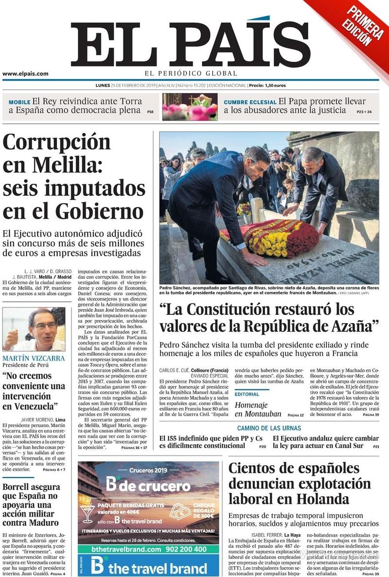 Portada El País 2019-02-26