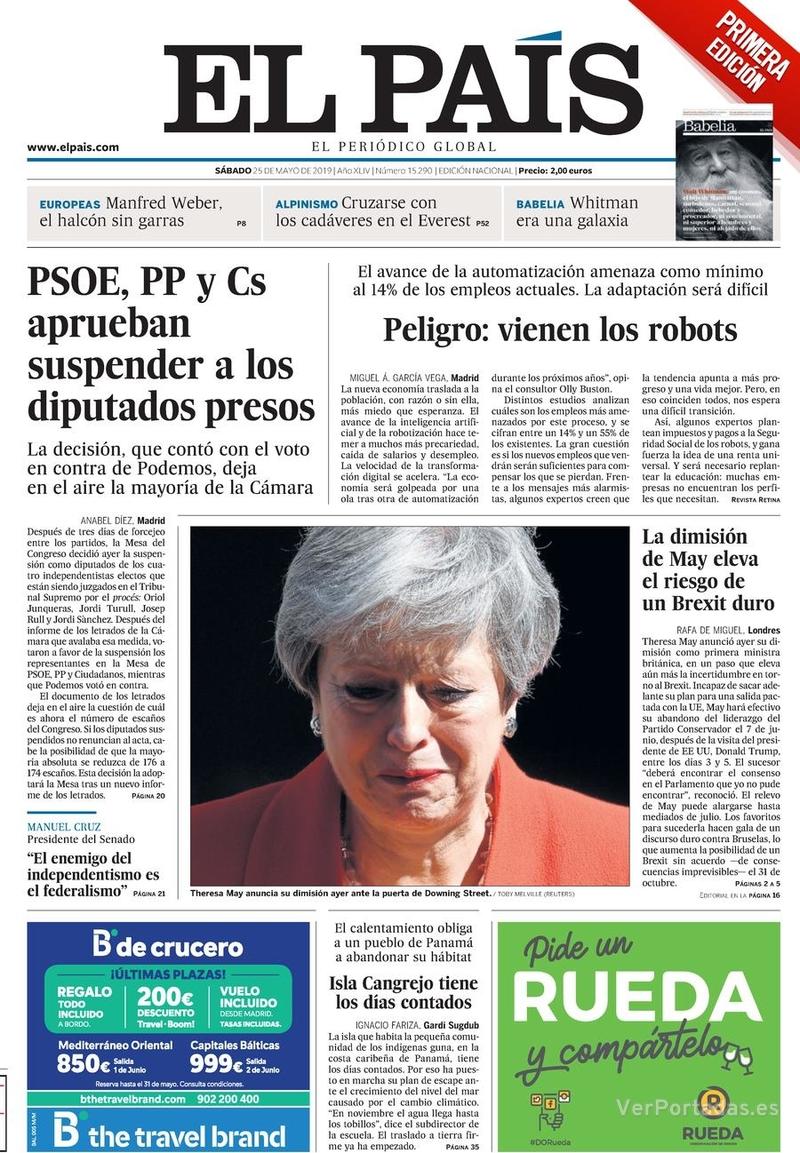 Portada El País 2019-05-26