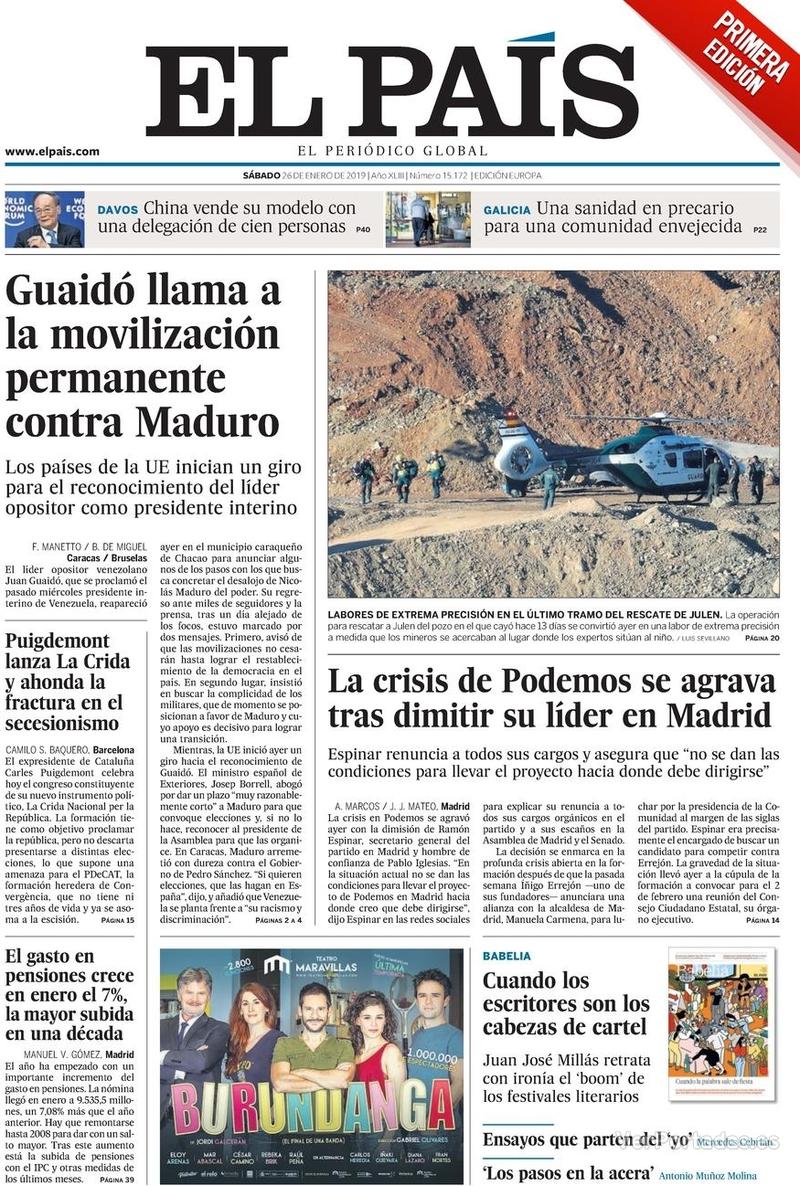 Portada El País 2019-01-27
