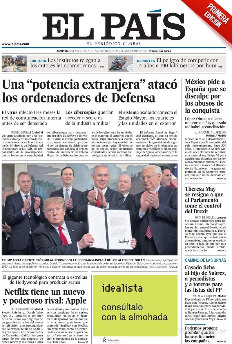 Portada El País 2019-03-27