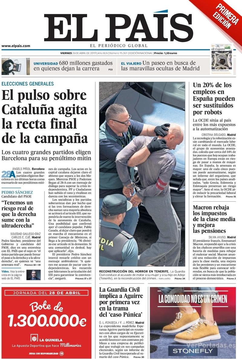 Portada El País 2019-04-27