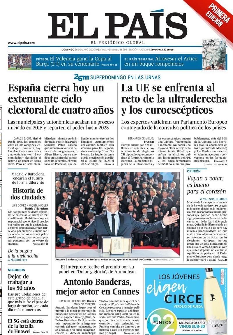Portada El País 2019-05-27