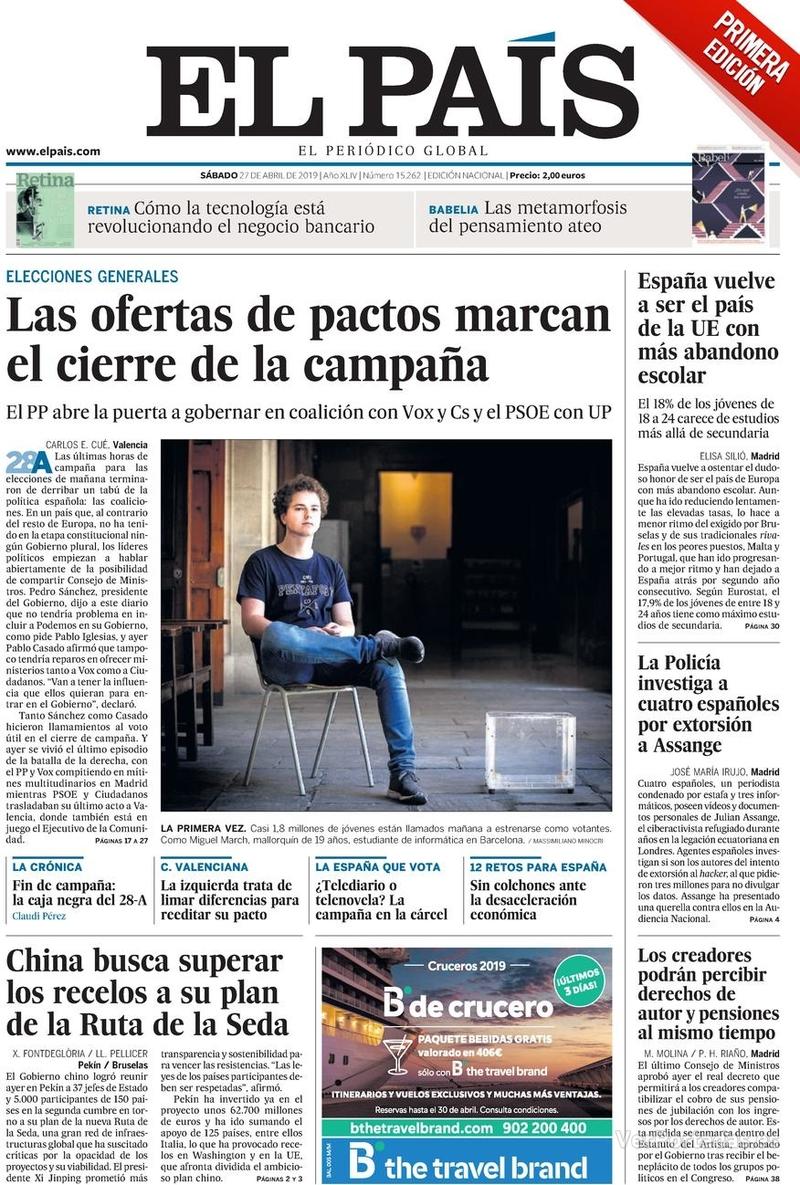 Portada El País 2019-04-28