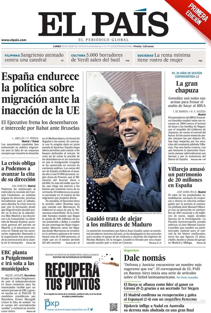 Portada El País 2019-01-29