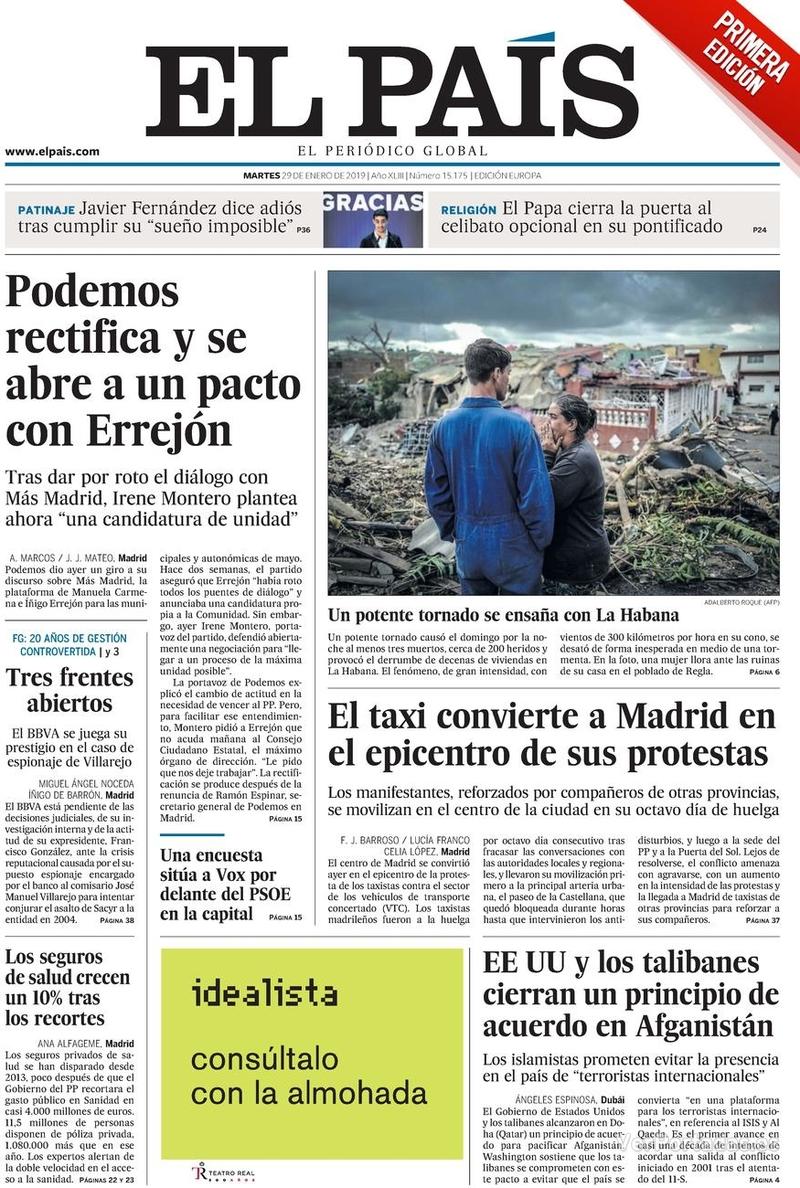 Portada El País 2019-01-30