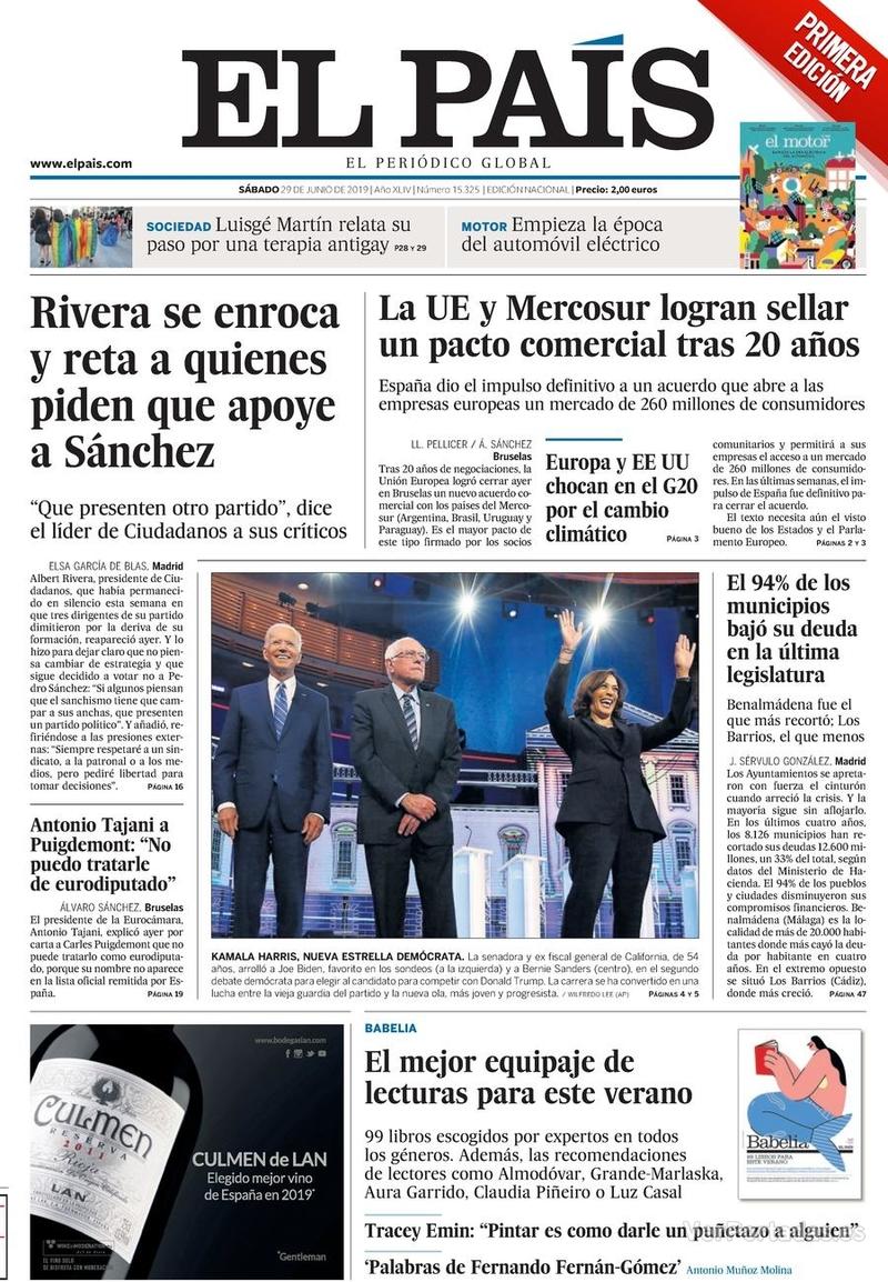 Portada El País 2019-06-30