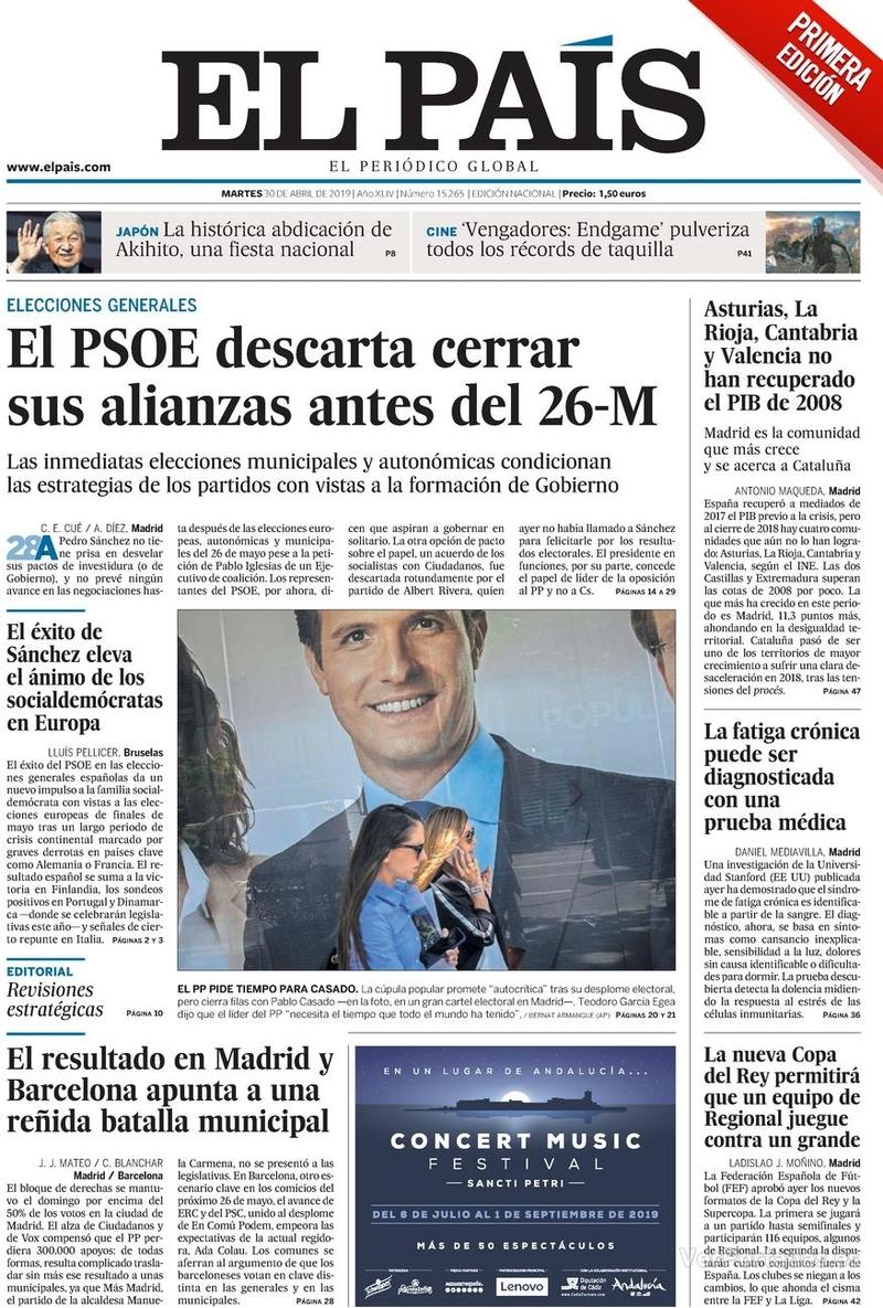 Portada El País 2019-05-01